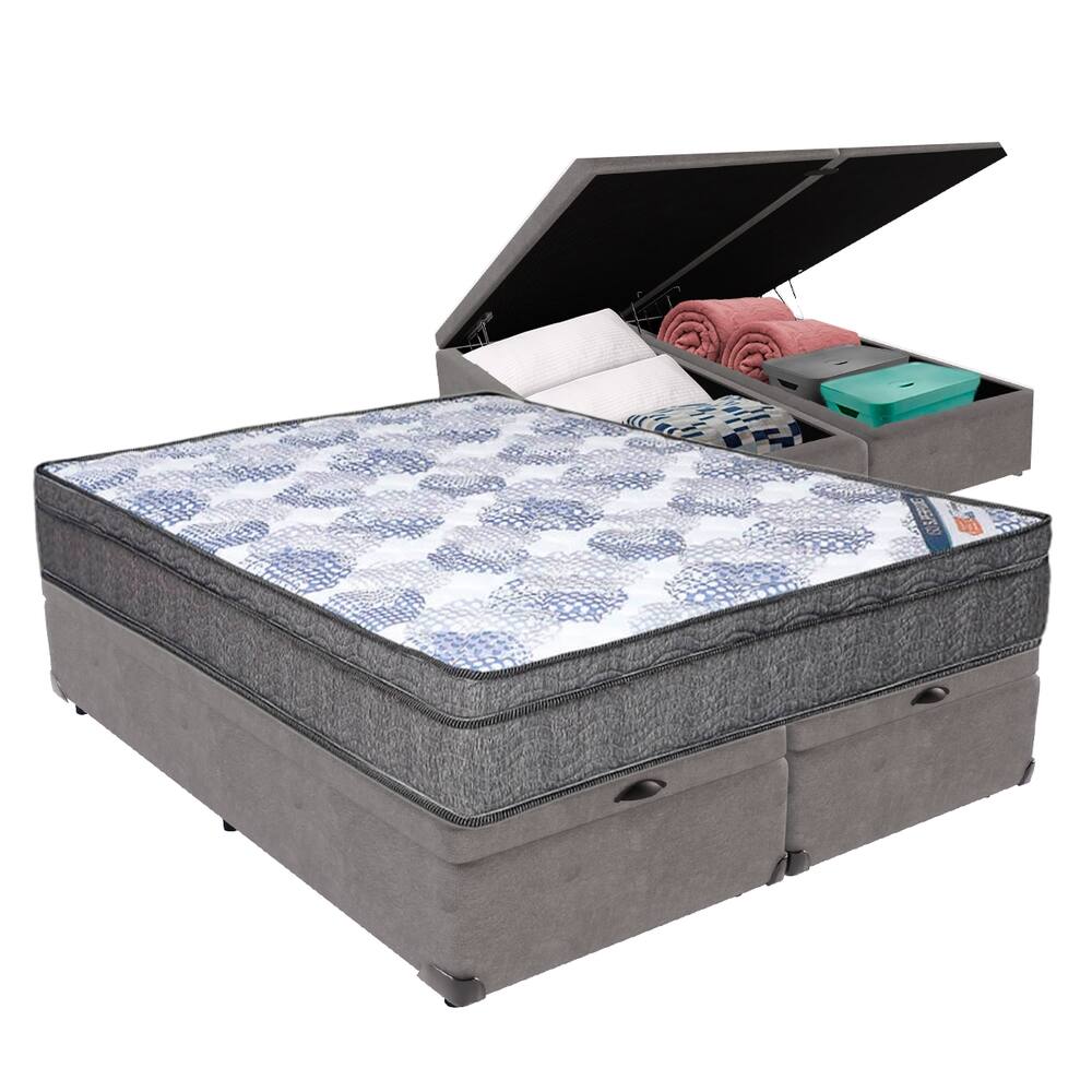ISOSuperpocket Queen Box Baú Cinza Ortobom 158cm PillowTop
