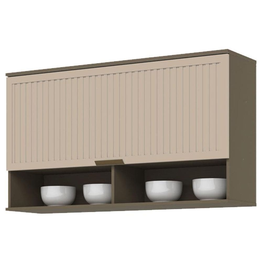 Armário Aéreo 1 Porta Basculante Ripado 120 cm Connect Duna Cristal - Henn