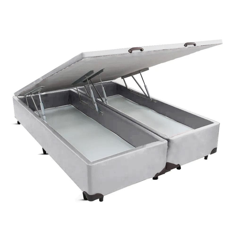 Cama Box Baú Bipartido CASAL Camurça Cinza 138x188
