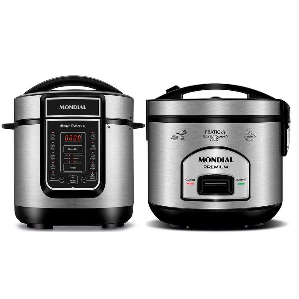 Kit Panela Elétrica de Arroz e Panela de Pressão Mondial 127V