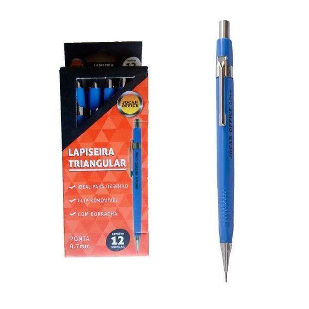 Lapiseira triangular tecnica 0,7mm azul c/12 jocar office