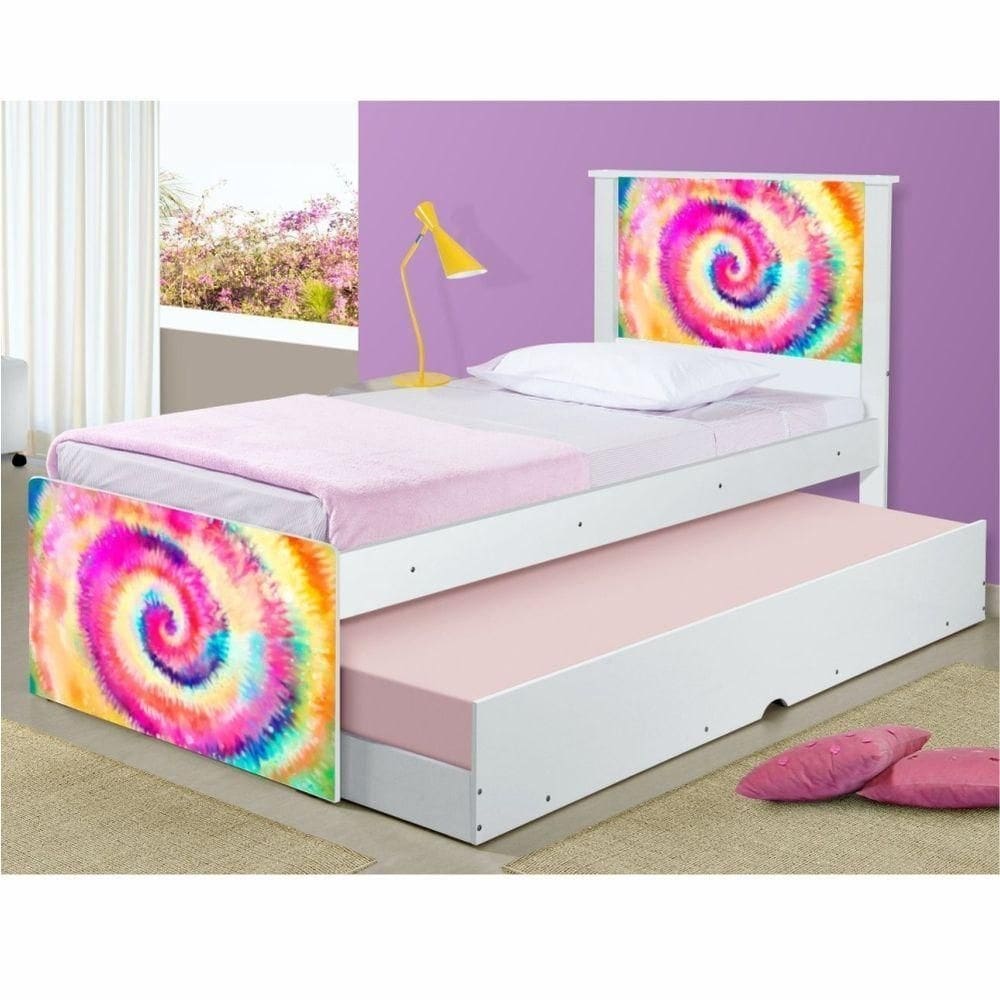 Cama Solteiro Tie Dye Com Auxiliar E Colchões
