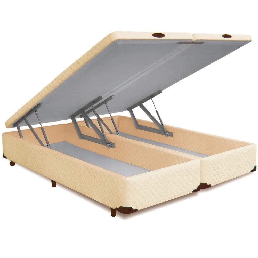 Cama Box Baú Bege Bipartido QUEEN SIZE - 158x198