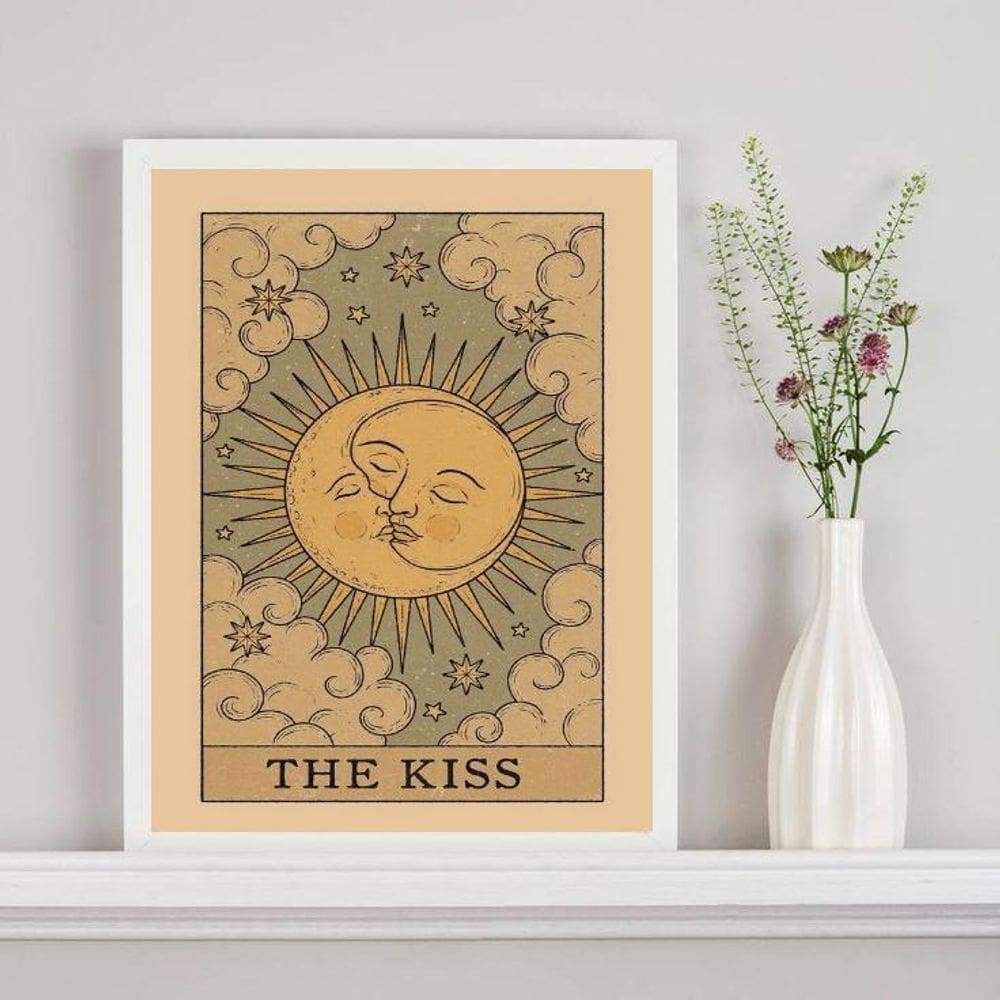 Quadro Carta Tarot The Kiss - Sol E Lua 45X34Cm