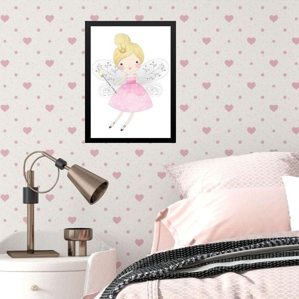 Quadro Infantil Menina Fada Madrinha 24X18Cm - Com Vidro