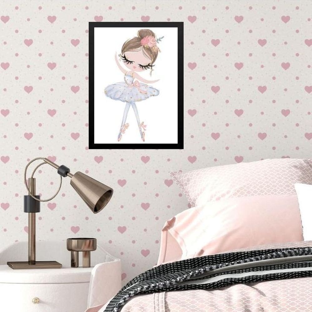 Quadro Infantil Menina Bailarina Soft 24X18Cm - Com Vidro