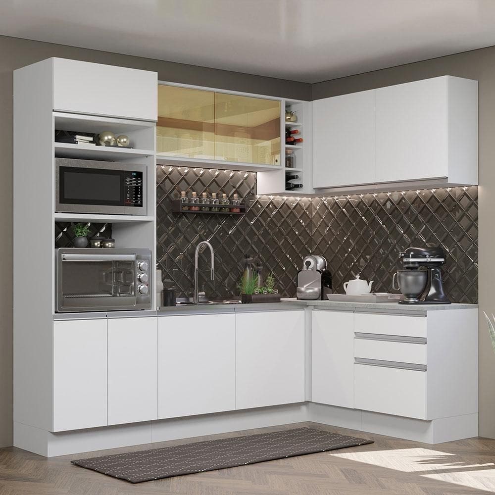 Cozinha Completa 399002 Com Armário E Balcão Branco Branco