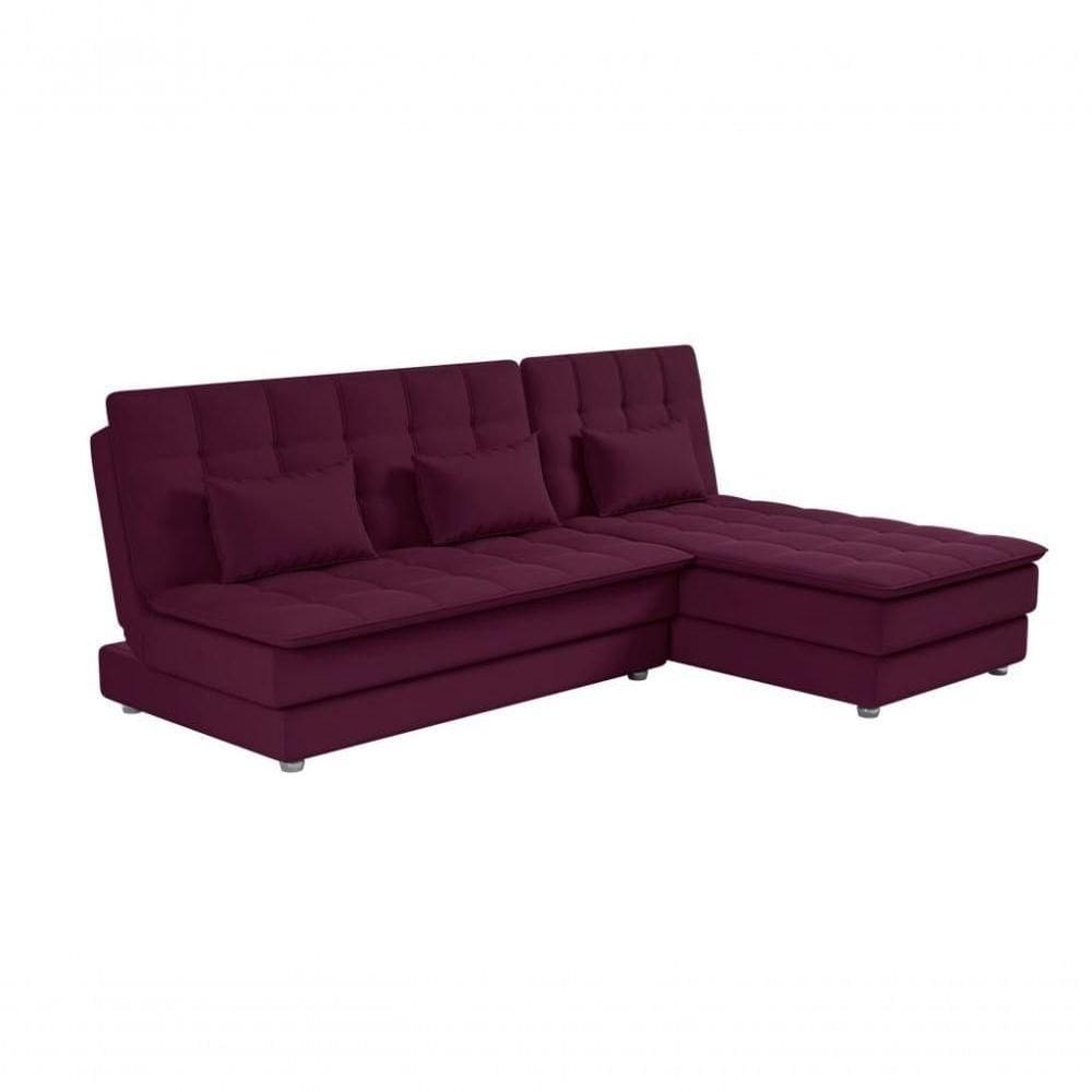 Sofá Cama Reclinável Com Chaise Penelope - Turkey Vinho