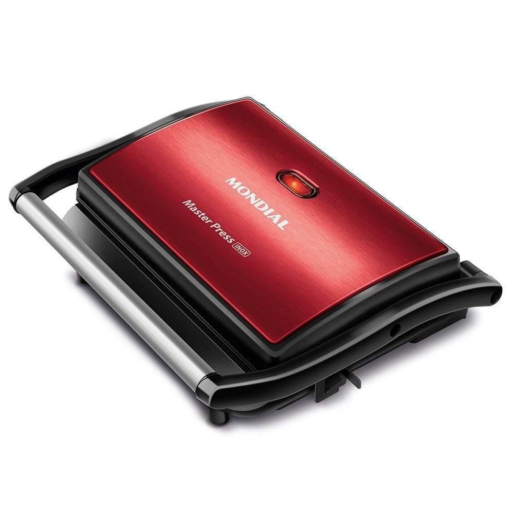 Press Grill Red Ceramic Mondial Pg-01-rc Press Grill Red Ceramic Pg-01-rc 220v/60hz Inox Vermelho