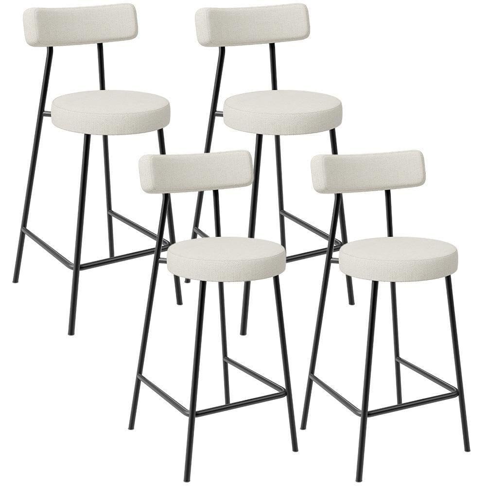 Kit 04 Banquetas Baixa Para Cozinha Sala De Jantar Bancada Milão L02 Linho Champagne