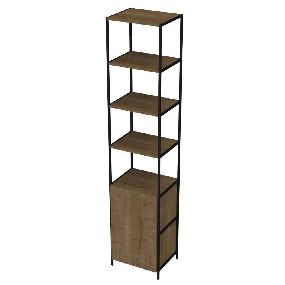 Estante Industrial Steel Quadra Artesano 45 Cm Mdp Vermont Uma Porta Estrutura Metálica Aço Preto