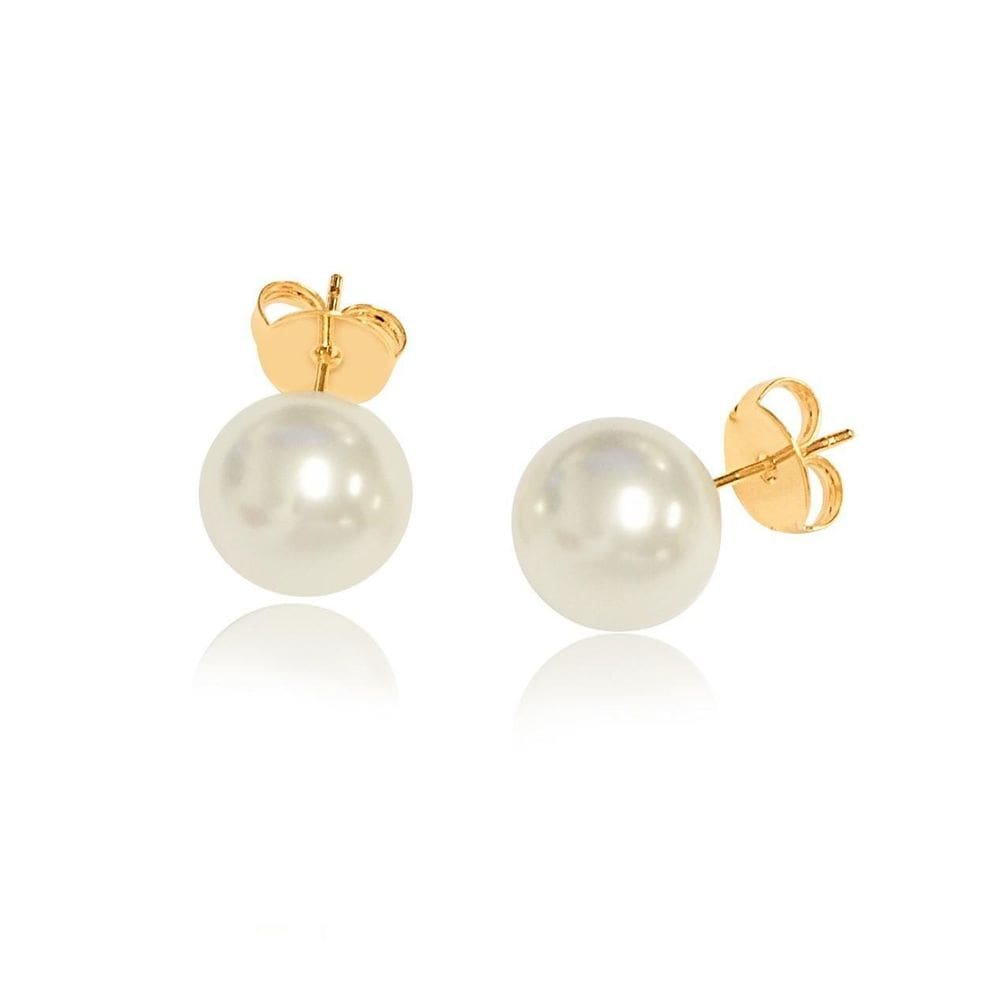 Brinco De Pérola Folheado A Ouro 18K