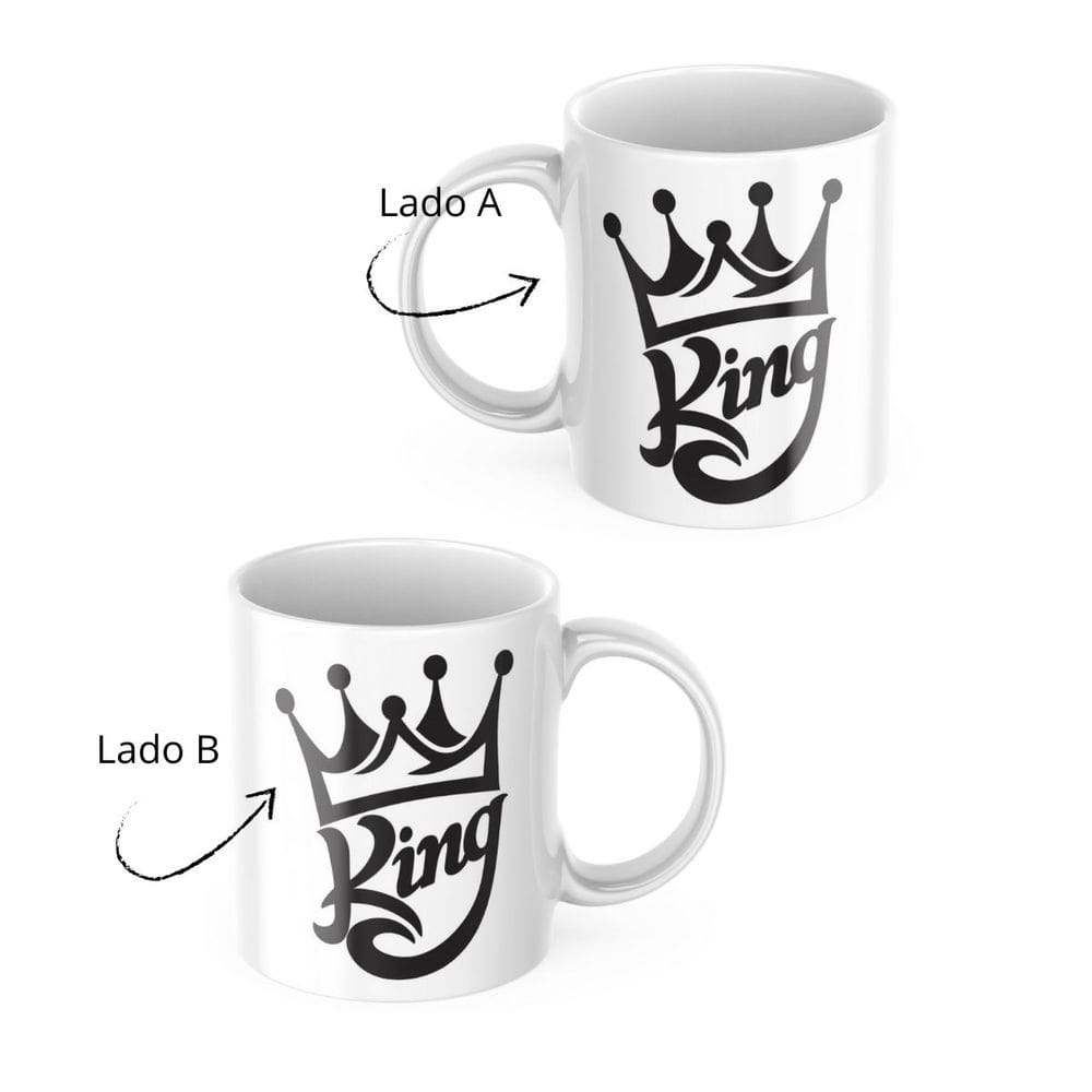 Caneca Xicara Para Café ou Chá de Porcelana Personalizada - King e Coroa