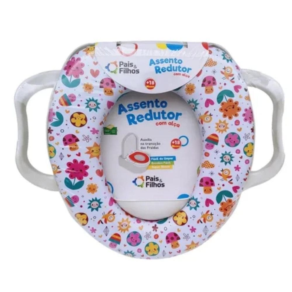 Redutor assento macio vaso sanitario infantil bebe com alça