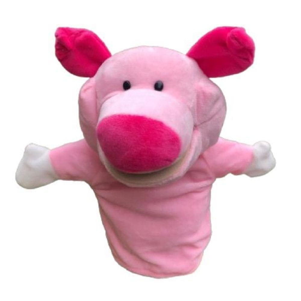 Fantoche porco rosa de pelúcia 24 cm animal selva floresta