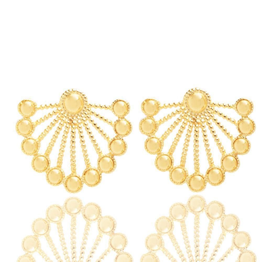 Brinco Com Detalhes Folheado A Ouro 18K