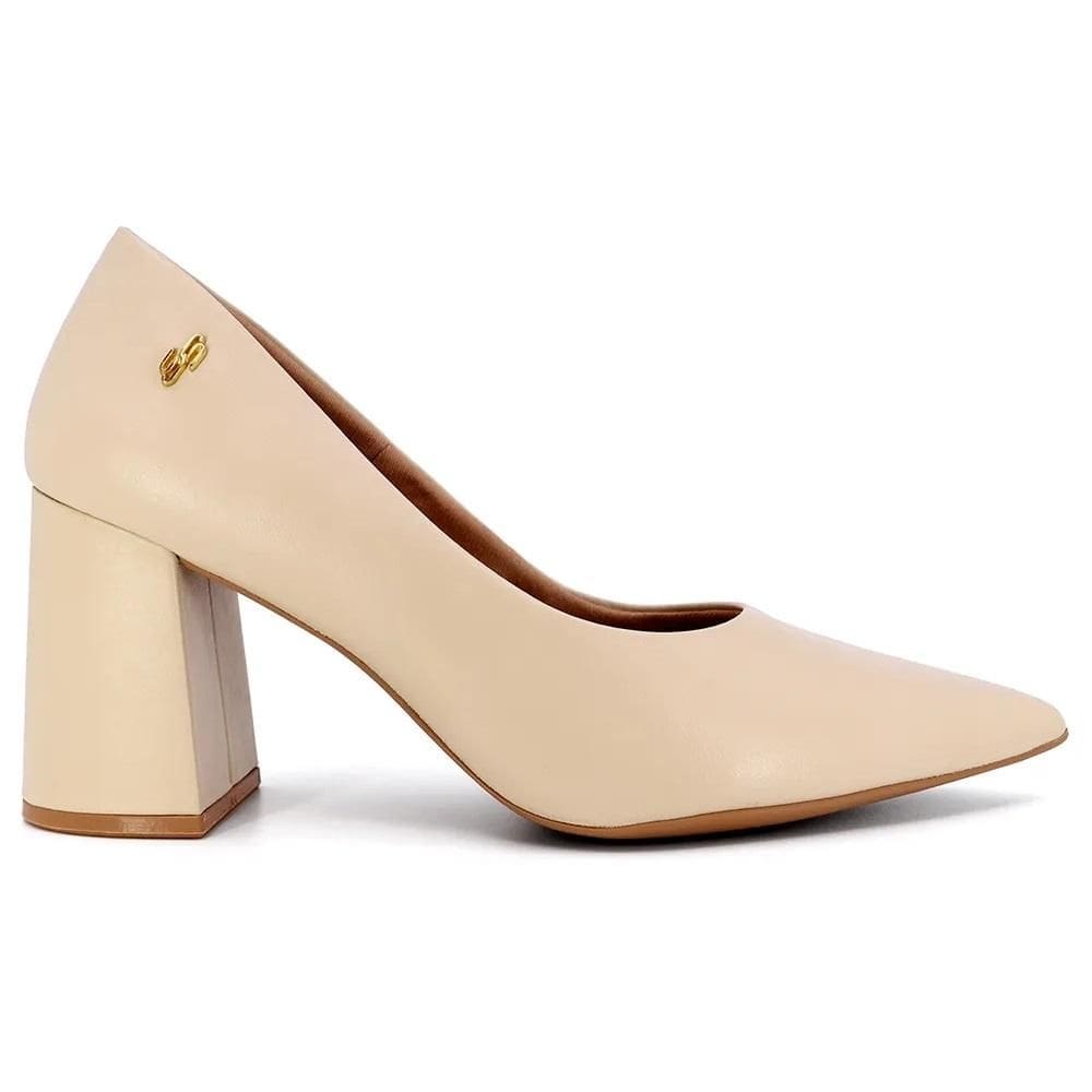 Sapato Scarpin Salto Bloco Usaflex Em Couro AH0511003