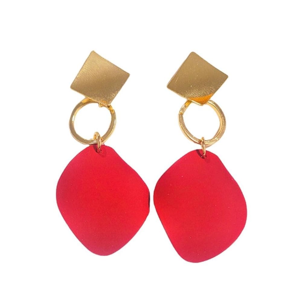 Brincos geométrico vermelho com dourado presente p/namorada