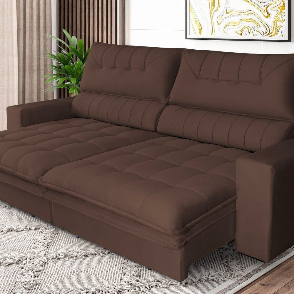 Sofá Reclinável 3 Lugares 250 Cm Gold Star Platinum Marrom