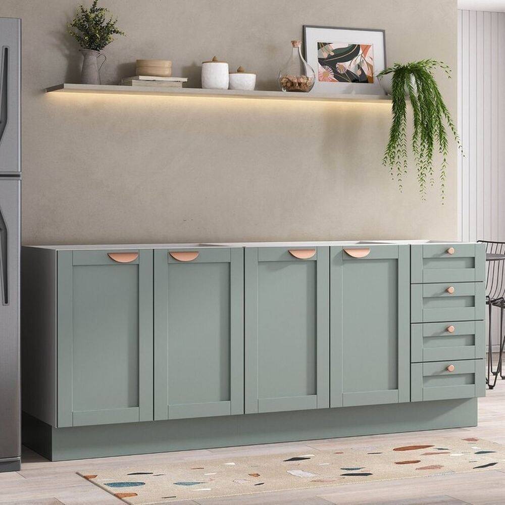 Cozinha Modulada 3 Peças sem Tampo 2 Balcões Arizona Cabecasa Madeiramadeira Menta