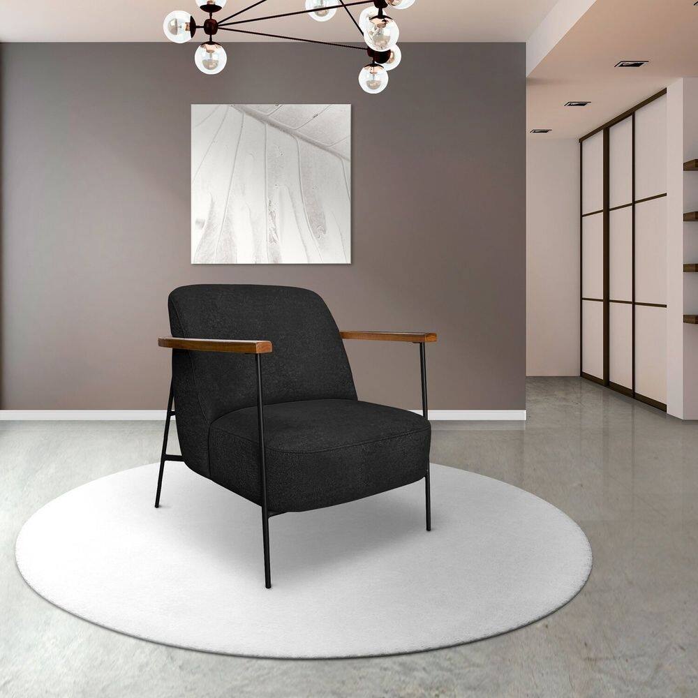 Poltrona para Sala de Estar Elhiz Linho Boucle Preto