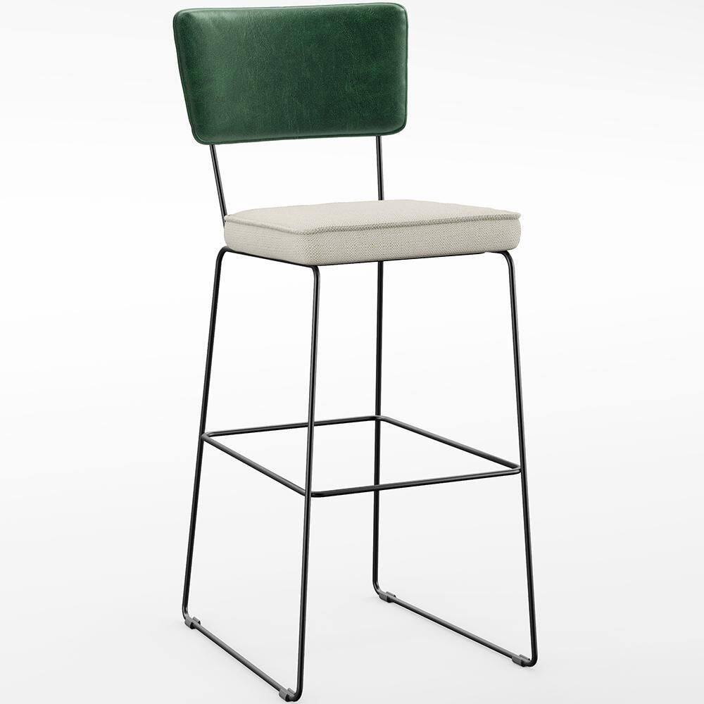 Banqueta Alta Allana L02 Verde Musgo Champagne