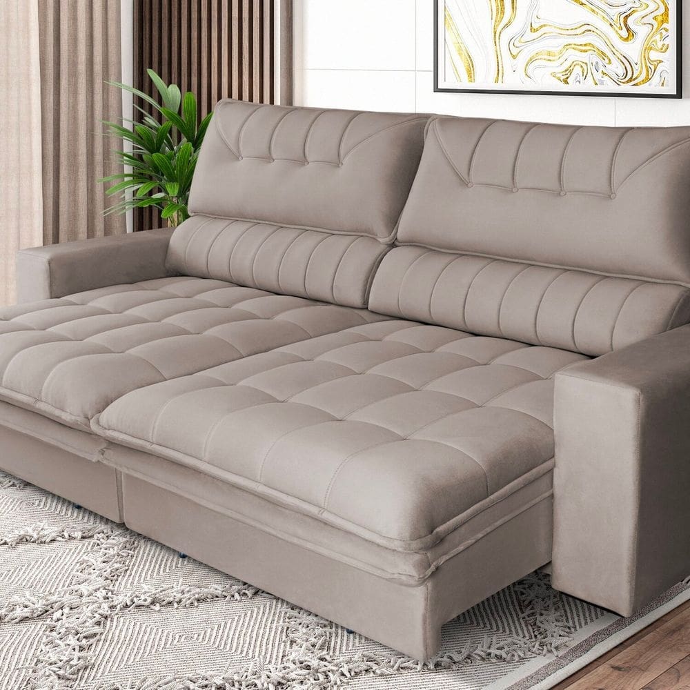 Sofá Regulável 3 Lugares 270 Cm Gold Star Platinum Marrom