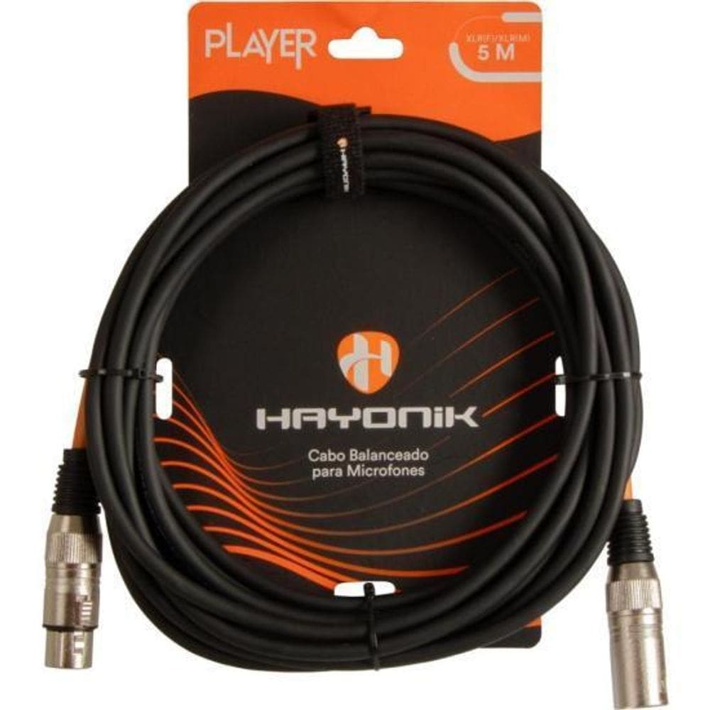 Cabo Para Microfone Player Xlr F  X Xlr M  5M Preto Hayonik