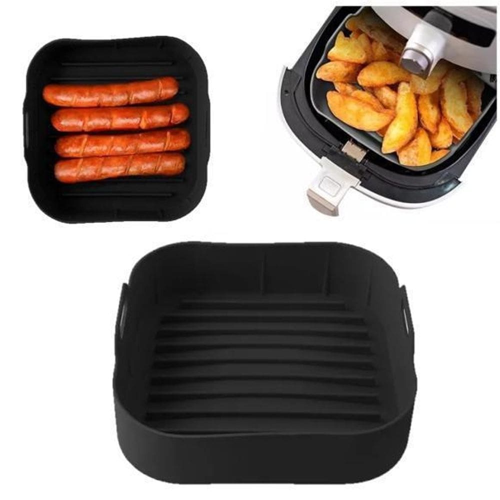 Forma forro air fryer silicone quadrada antiaderente preta