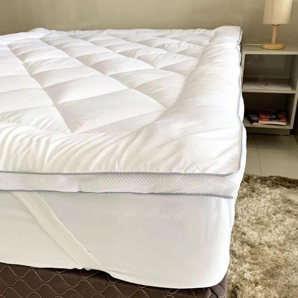 Pillow Top Casal Toque De Plumas Diamond Appel Branco