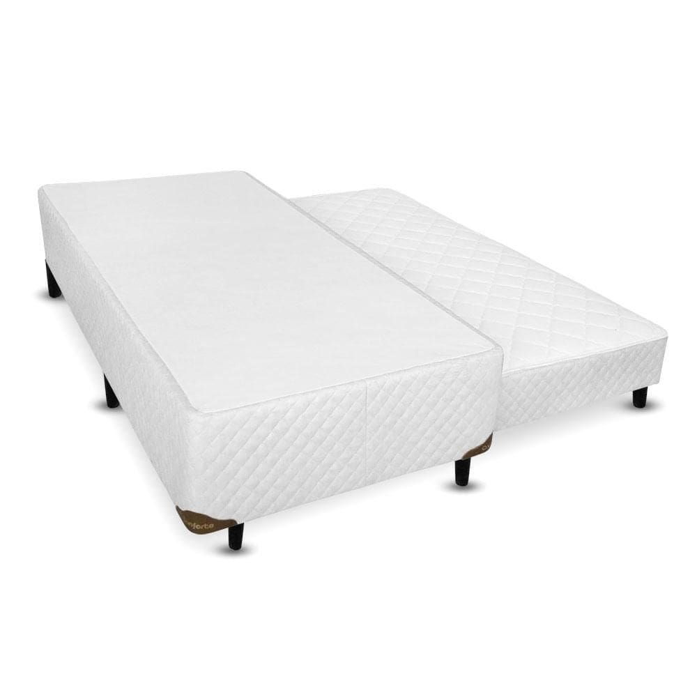 Cama Box com Bicama Viúva de molas Branco - 120x200