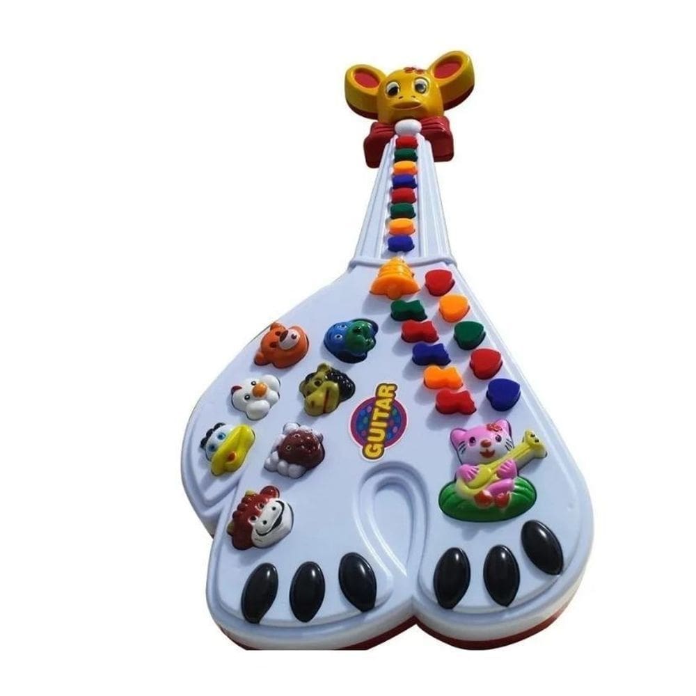 Guitarra musical infantil girafa 26 teclas sons e 10 músicas