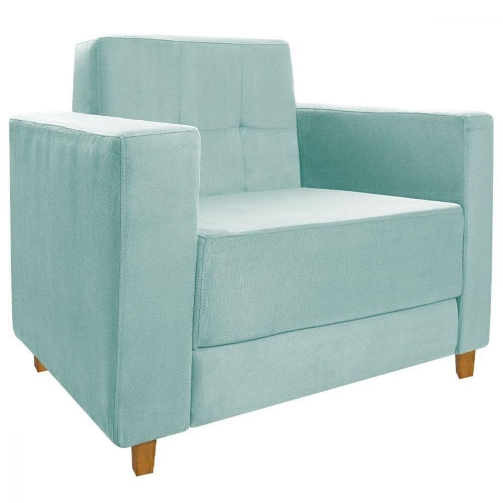 Poltrona Decorativa Denver Suede Azul Tiffany