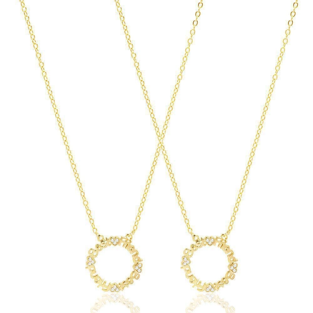 2 Colares Mandala Best Friends Folheado A Ouro 18K