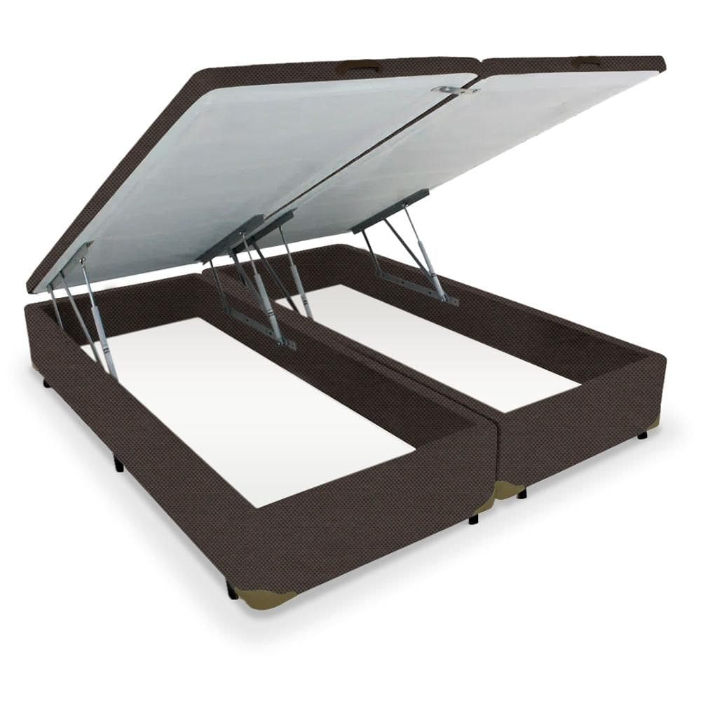 Cama Box Baú Bipartido Marrom Canvas - 193x203