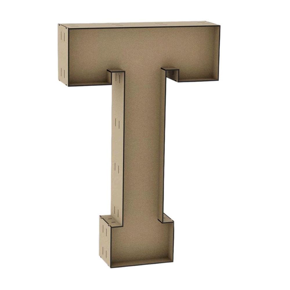 Letra caixa grande t mdf 60cm de altura decoração