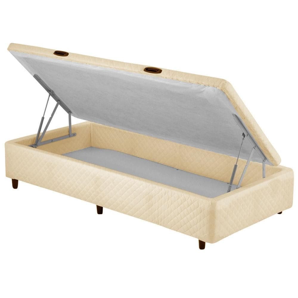 Cama Box Baú Pistão Lateral Areia Rajado - 096x203