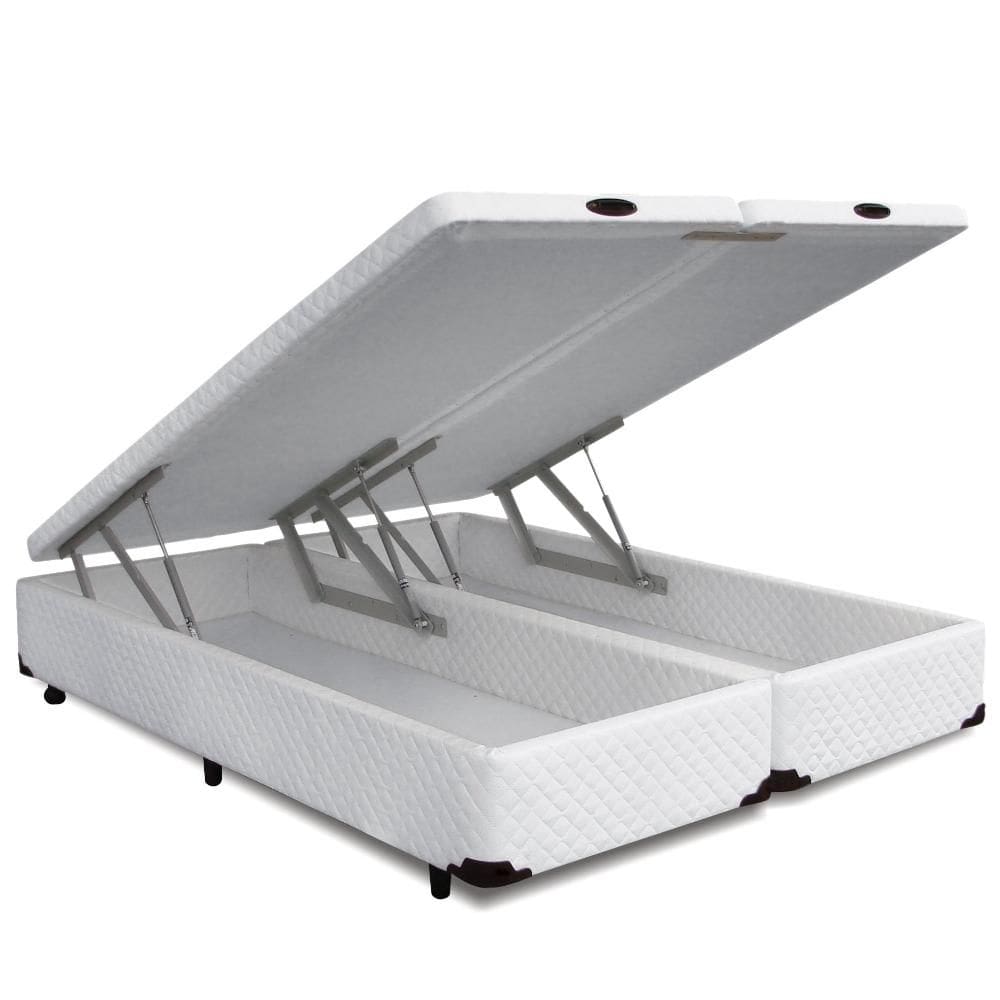 Cama Box Baú QUEEN Branco Bipartido - 158x198