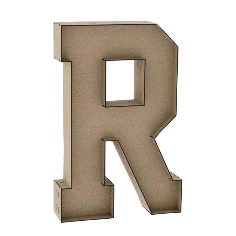 Letra caixa grande r mdf 60cm de altura decoração
