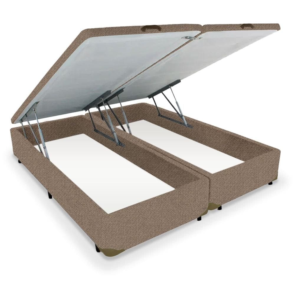 Cama Box KING Bipartido Baú Canvas Palha - 193x203