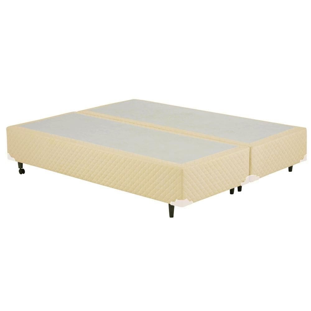 Cama Box QUEEN Bipartido Bege Rajado - 158x198