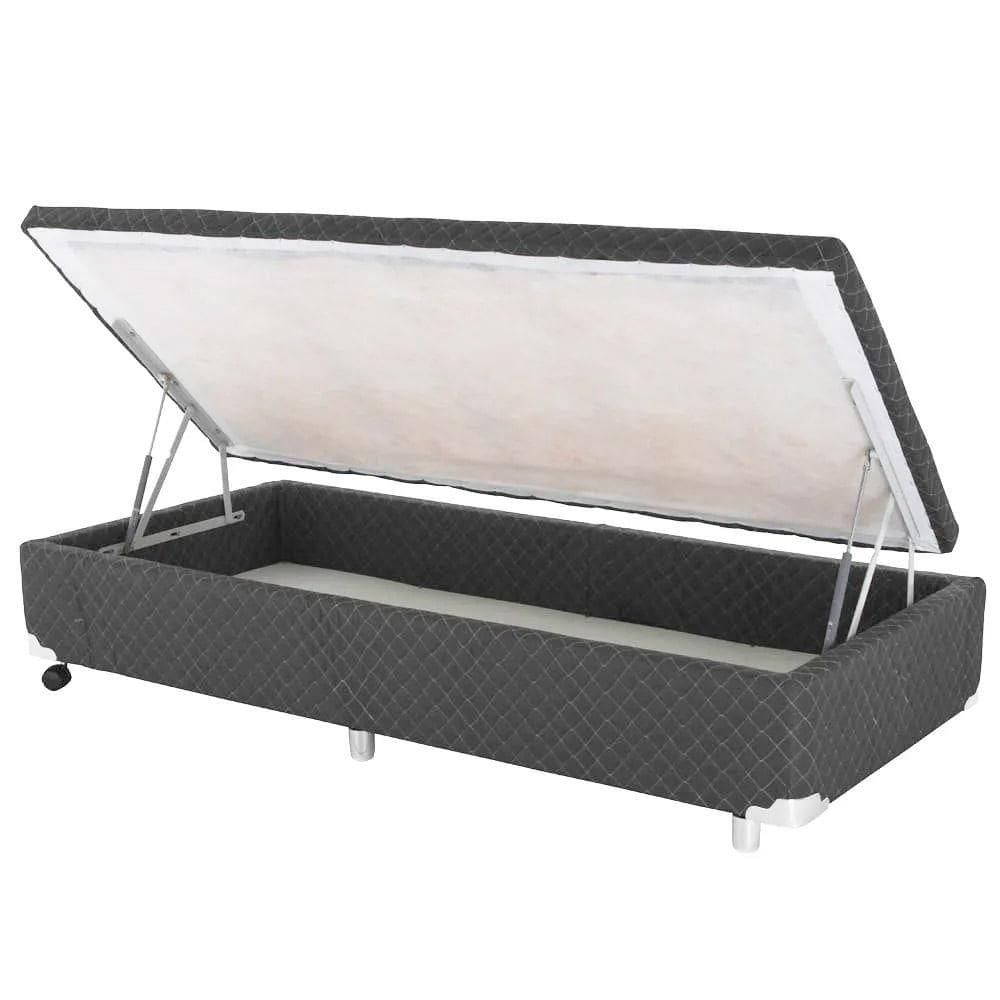 Cama Box Baú Cinza Rajado 78x188