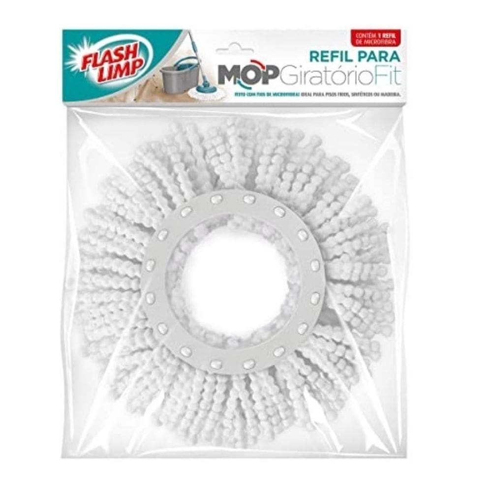 Refil mop flashlimp microfibra giratório limpeza