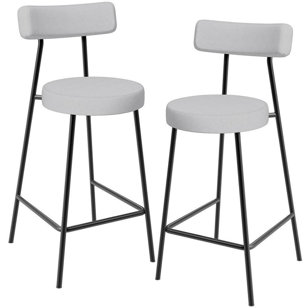 Kit 02 Banquetas Baixa Para Cozinha Sala De Jantar Bancada Milão L02 Linho Cinza