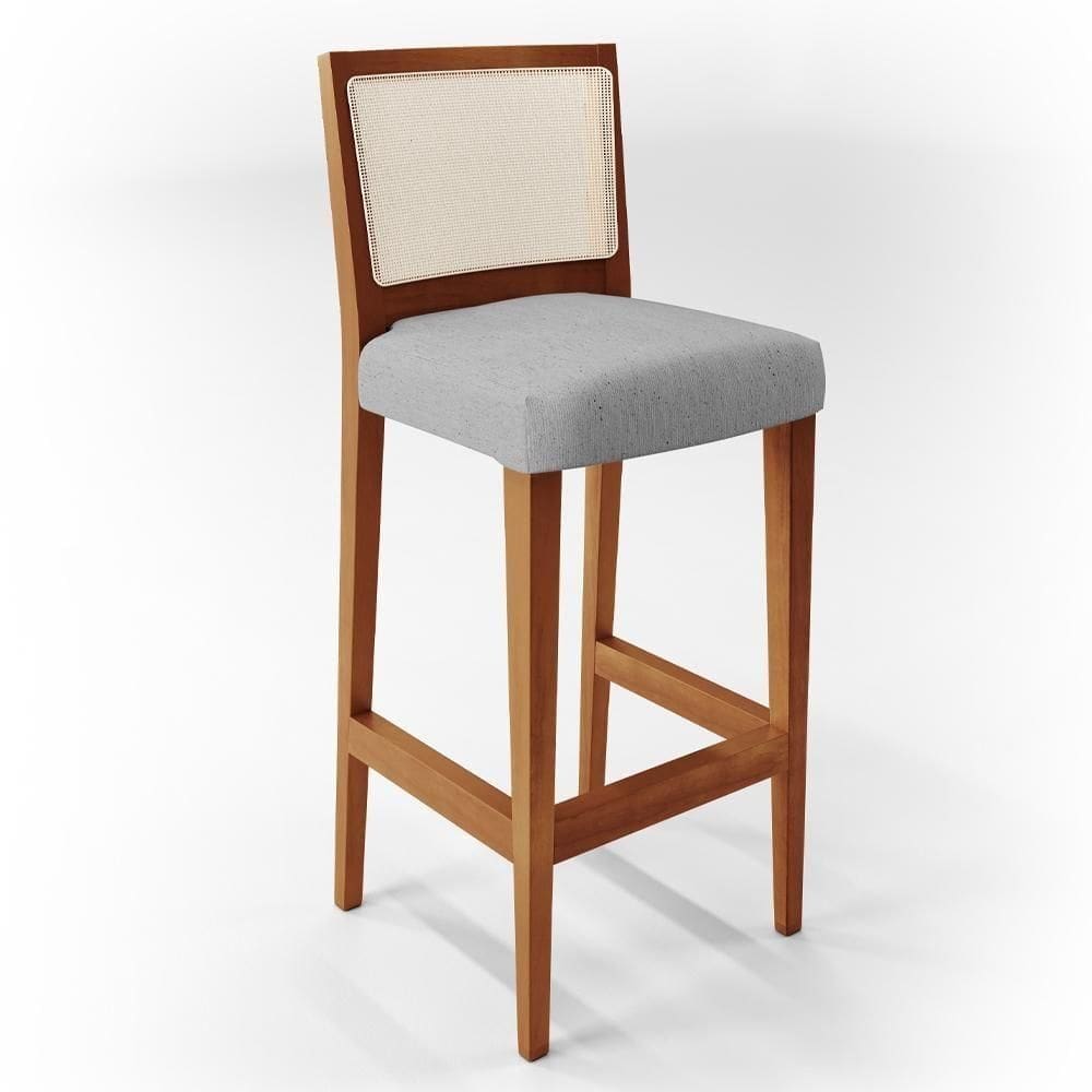 Banqueta Alta Cozinha Branco Zion L02 Cinza