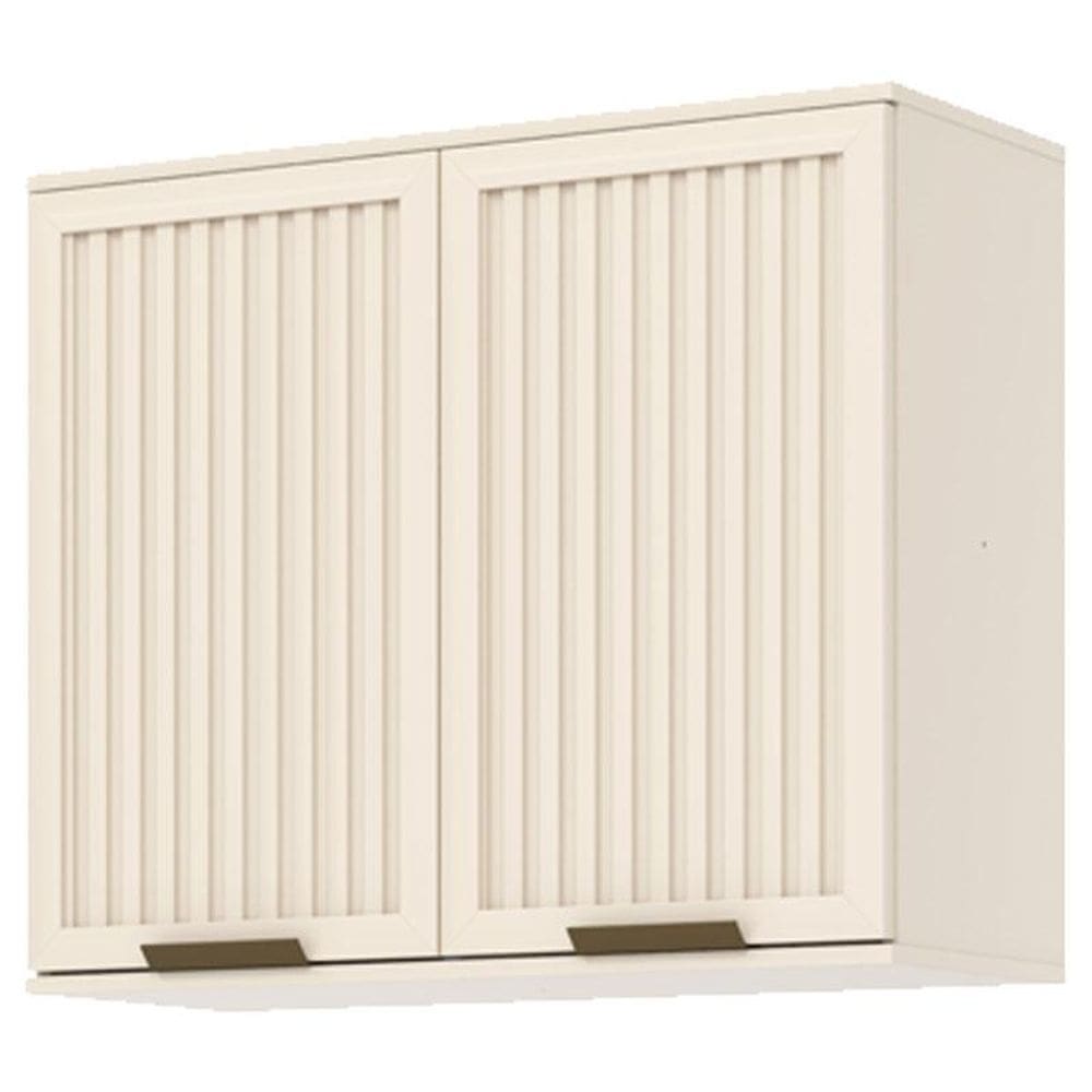 Armário Aéreo 2 Portas Ripado 80 cm Connect Off White - Henn