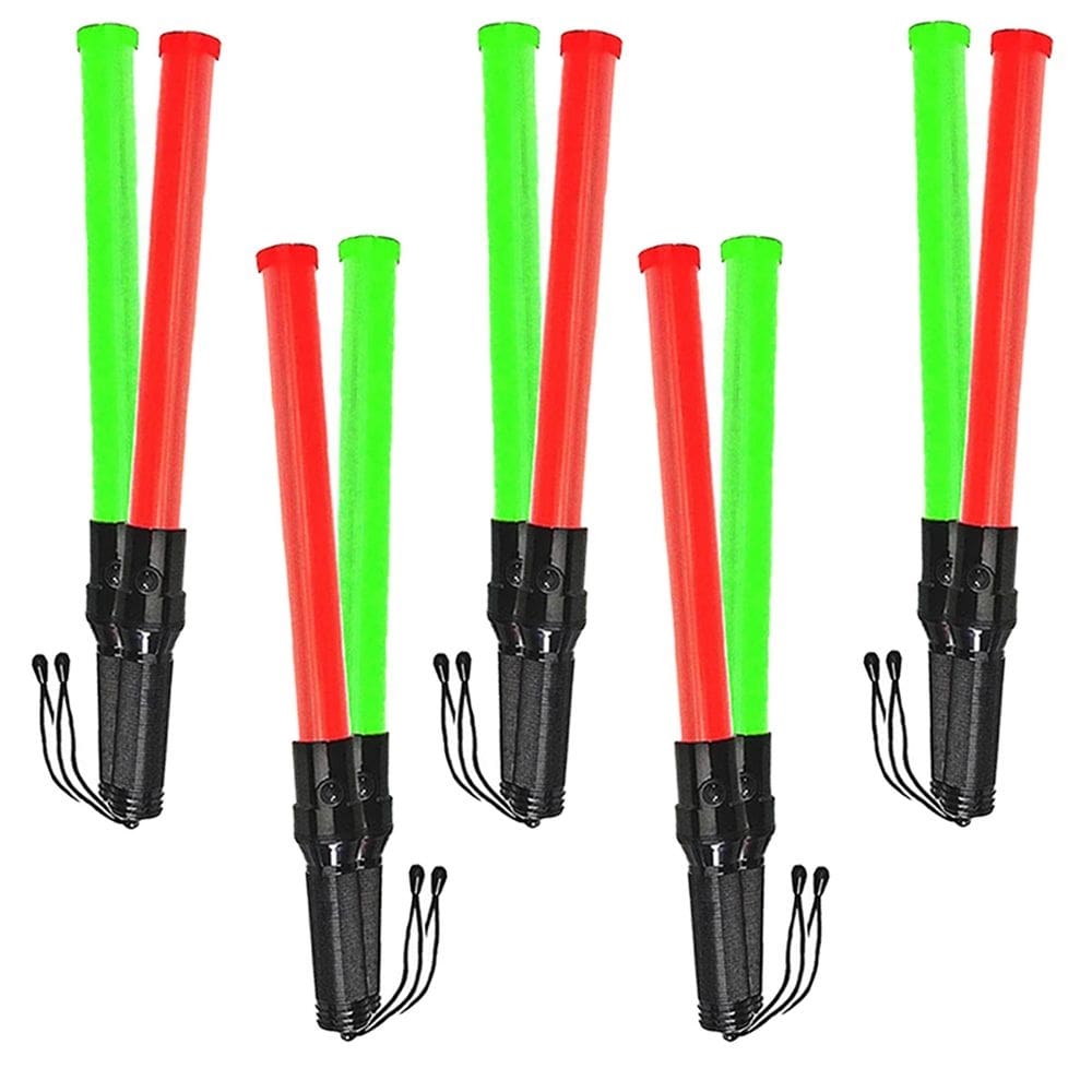 Bastao Sinalizador 2 Cores Kit 5 Unidades  Led Fluorescente Segurança Emergencia Obra Transito