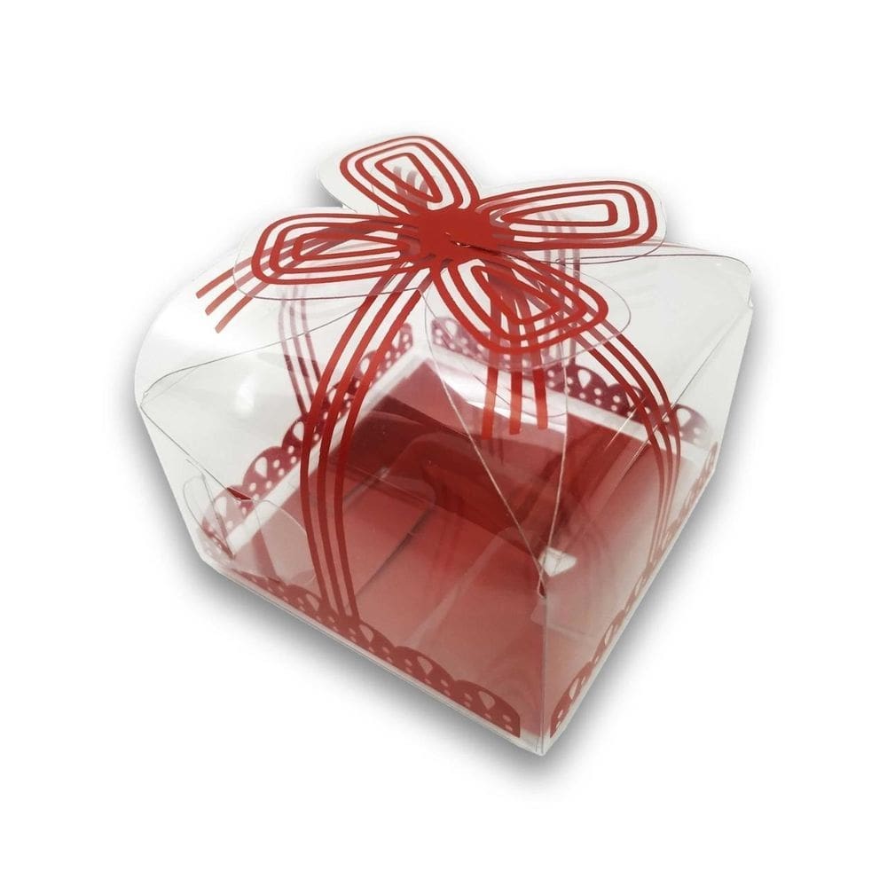 Caixa para 4 brigadeiros com laço, 10 unidades, vermelho