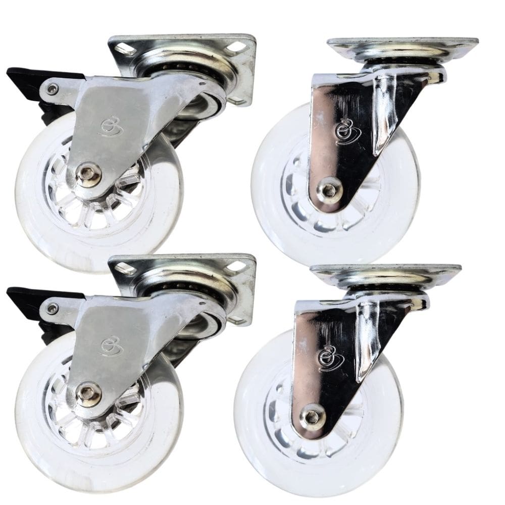 4 Rodízio Gel 75mm Giratório 2 Com Freio E 2 Sem Freio