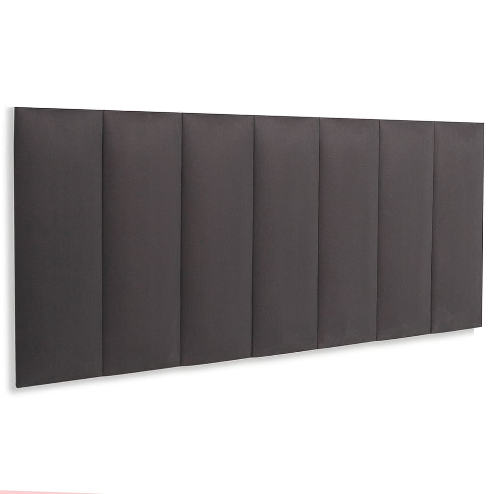 Cabeceira Casal Estofada Kit 7 Placas Reta - Suede Cinza Escuro